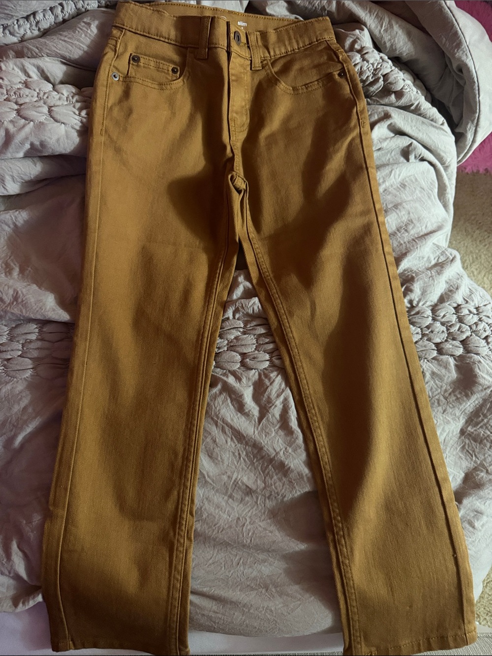 Kids' Mustard Yellow Straight-Leg Pants - Comfortable Everyday Bottoms